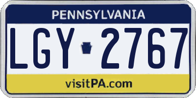 PA license plate LGY2767