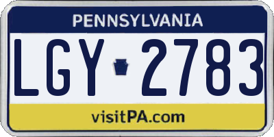 PA license plate LGY2783