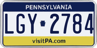 PA license plate LGY2784