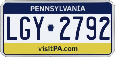 PA license plate LGY2792