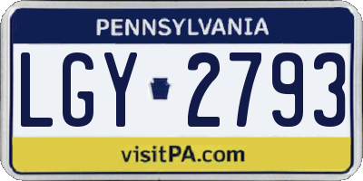 PA license plate LGY2793