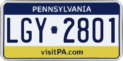 PA license plate LGY2801