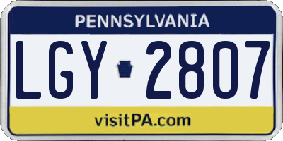 PA license plate LGY2807