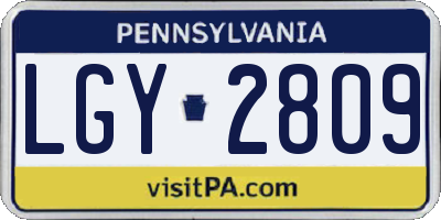 PA license plate LGY2809
