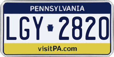 PA license plate LGY2820