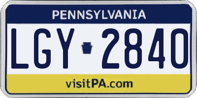 PA license plate LGY2840