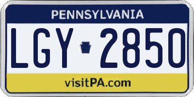 PA license plate LGY2850