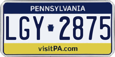 PA license plate LGY2875