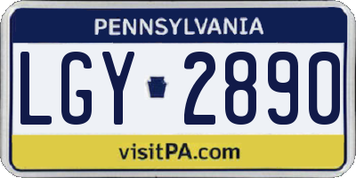 PA license plate LGY2890