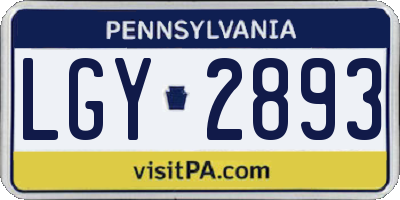 PA license plate LGY2893
