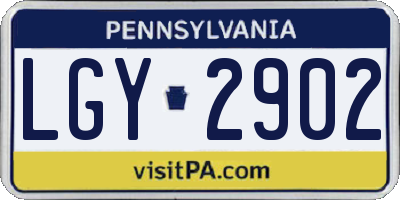 PA license plate LGY2902
