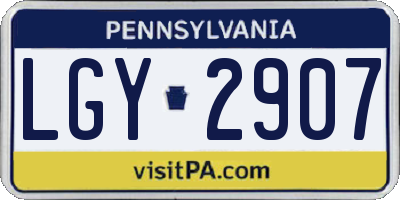 PA license plate LGY2907