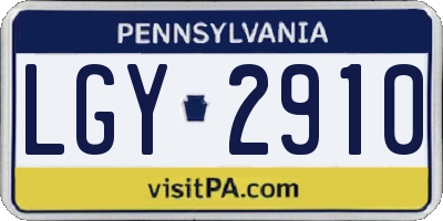 PA license plate LGY2910