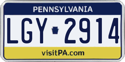 PA license plate LGY2914