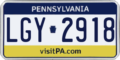 PA license plate LGY2918