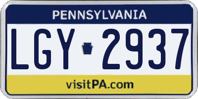 PA license plate LGY2937