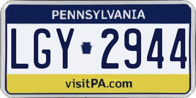 PA license plate LGY2944