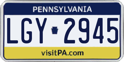 PA license plate LGY2945