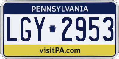 PA license plate LGY2953