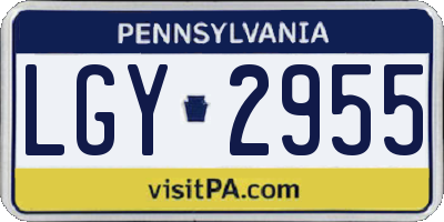 PA license plate LGY2955