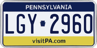 PA license plate LGY2960