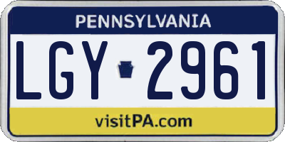 PA license plate LGY2961