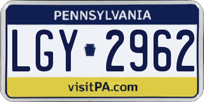 PA license plate LGY2962