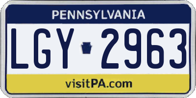 PA license plate LGY2963