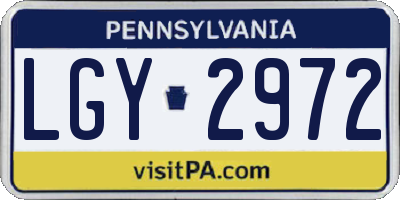 PA license plate LGY2972
