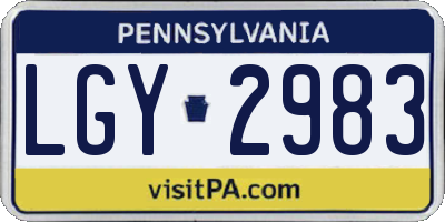 PA license plate LGY2983