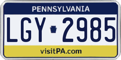 PA license plate LGY2985