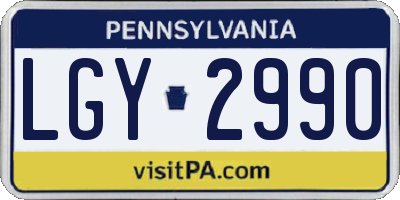 PA license plate LGY2990