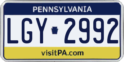 PA license plate LGY2992