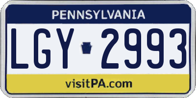 PA license plate LGY2993