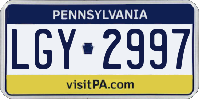 PA license plate LGY2997