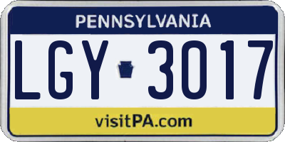 PA license plate LGY3017
