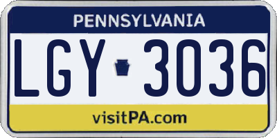 PA license plate LGY3036