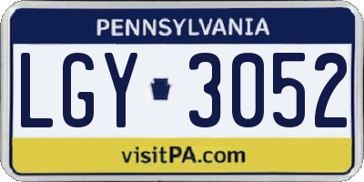 PA license plate LGY3052