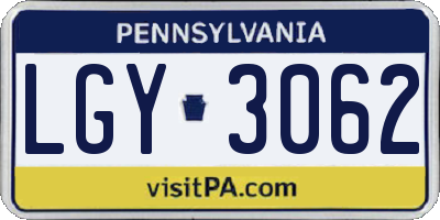 PA license plate LGY3062