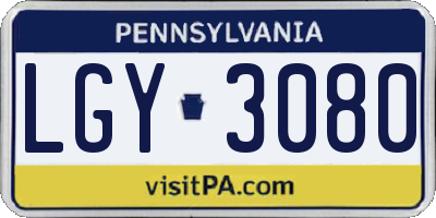 PA license plate LGY3080
