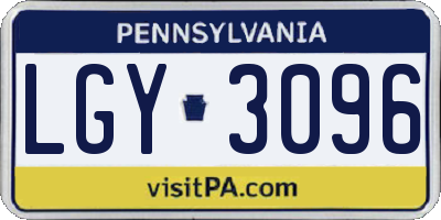 PA license plate LGY3096