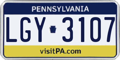 PA license plate LGY3107
