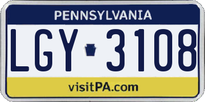 PA license plate LGY3108