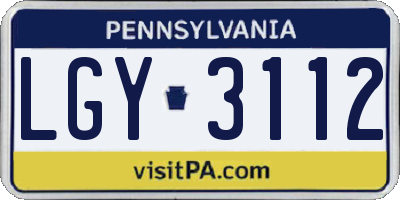 PA license plate LGY3112
