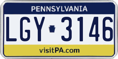 PA license plate LGY3146