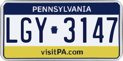 PA license plate LGY3147