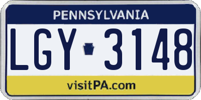 PA license plate LGY3148
