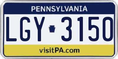 PA license plate LGY3150