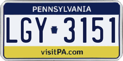 PA license plate LGY3151