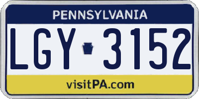PA license plate LGY3152